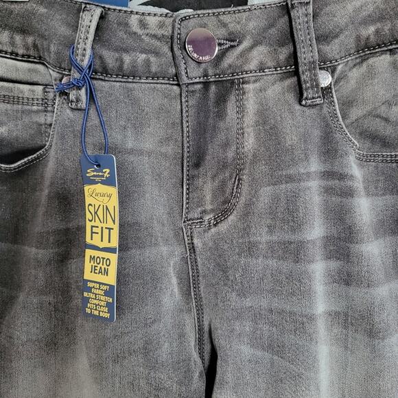 NWT Seven7 Washed Gray Mid Rise Luxury Skin Fit Legging Moto Skinny Jeans - Picture 4 of 16